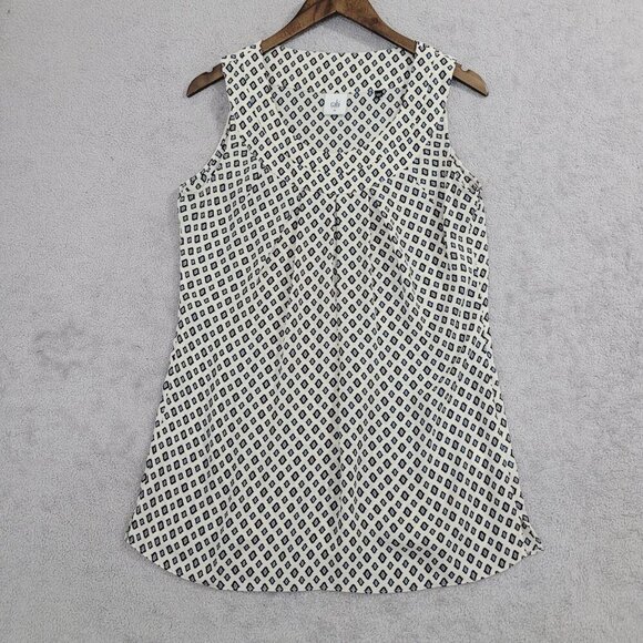 Cabi Sleeveless Geometric Pattern Top Womens Blouse M Chiffon - Picture 1 of 7